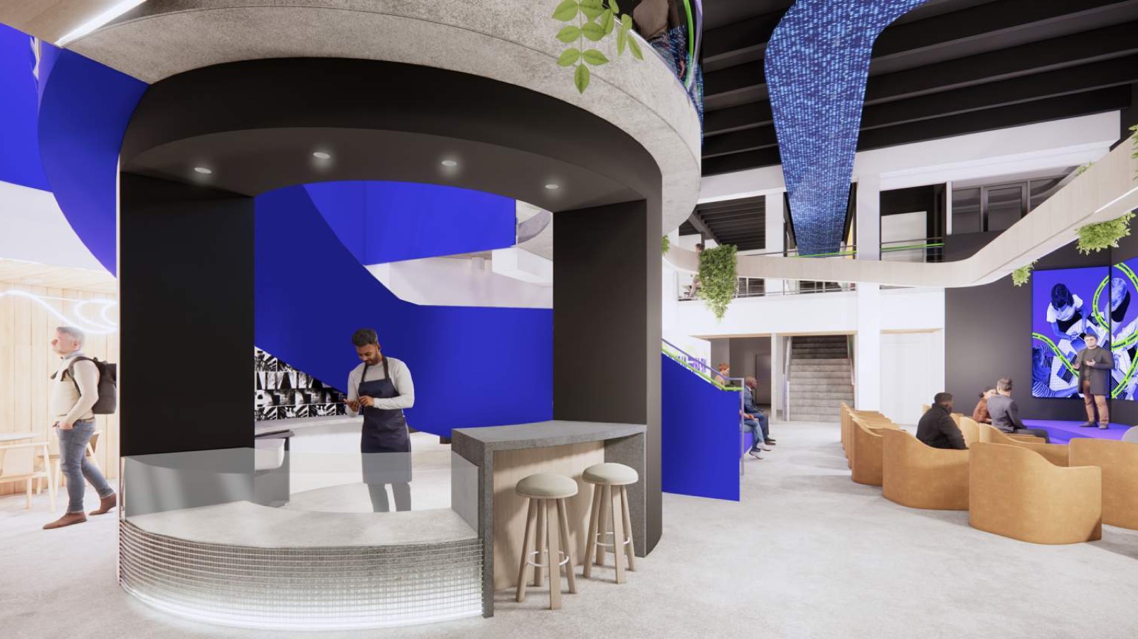 Project rendering — concierge & coffee (design: Gensler)