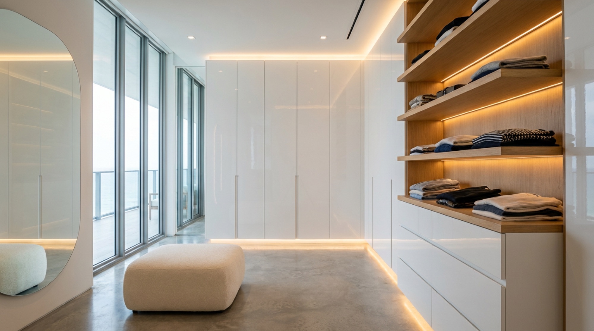 Concept render — Closets — seamless wardrobes with hidden lighting