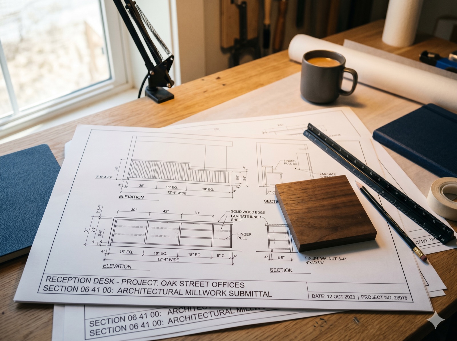 Millwork shop drawings and submittal set