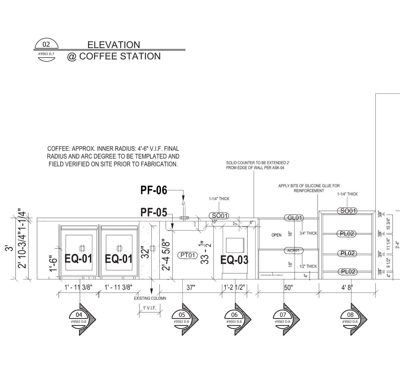 Coffee station — elevation 02 — shop drawing