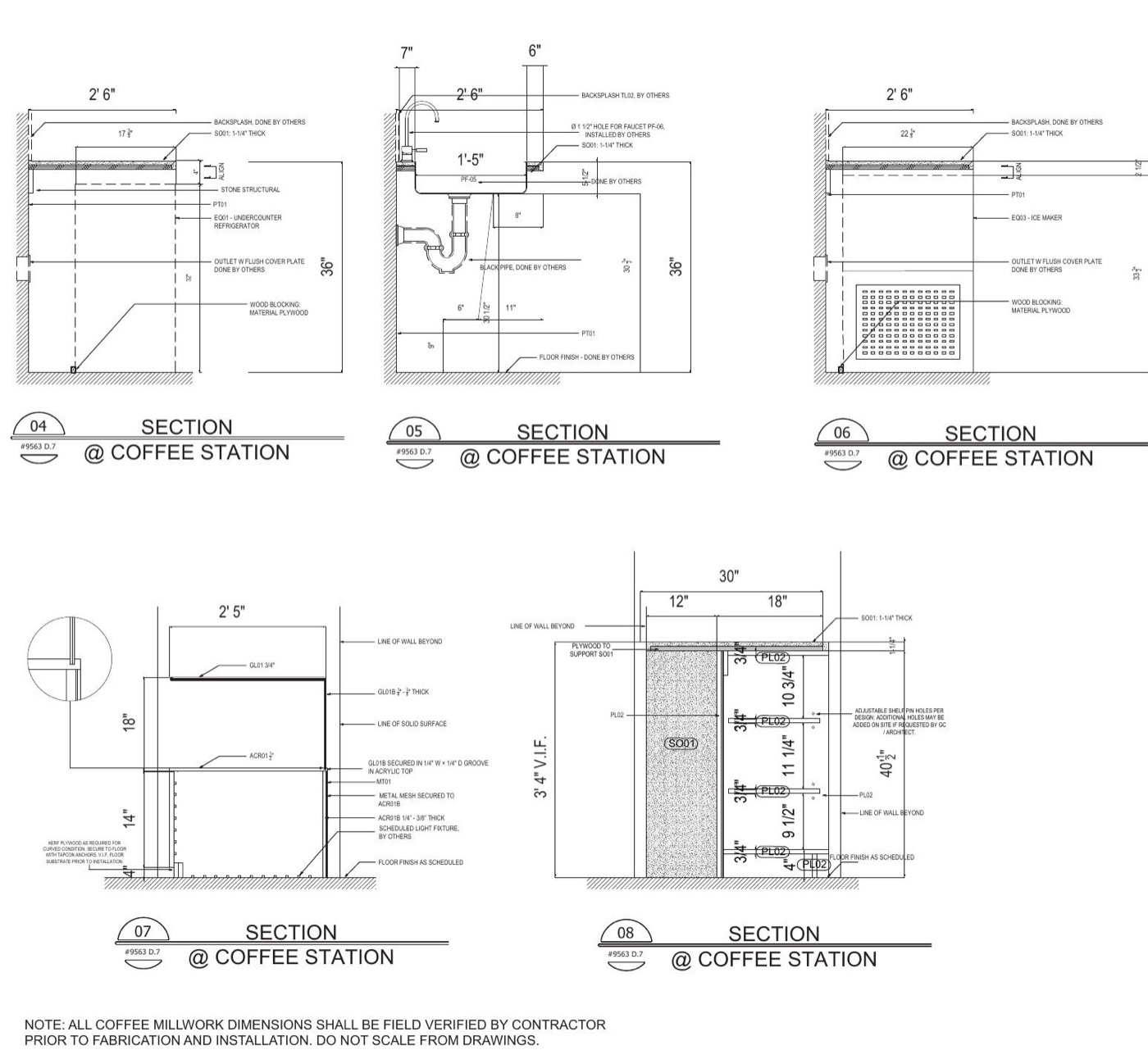 Sections 04–08 — shop drawing